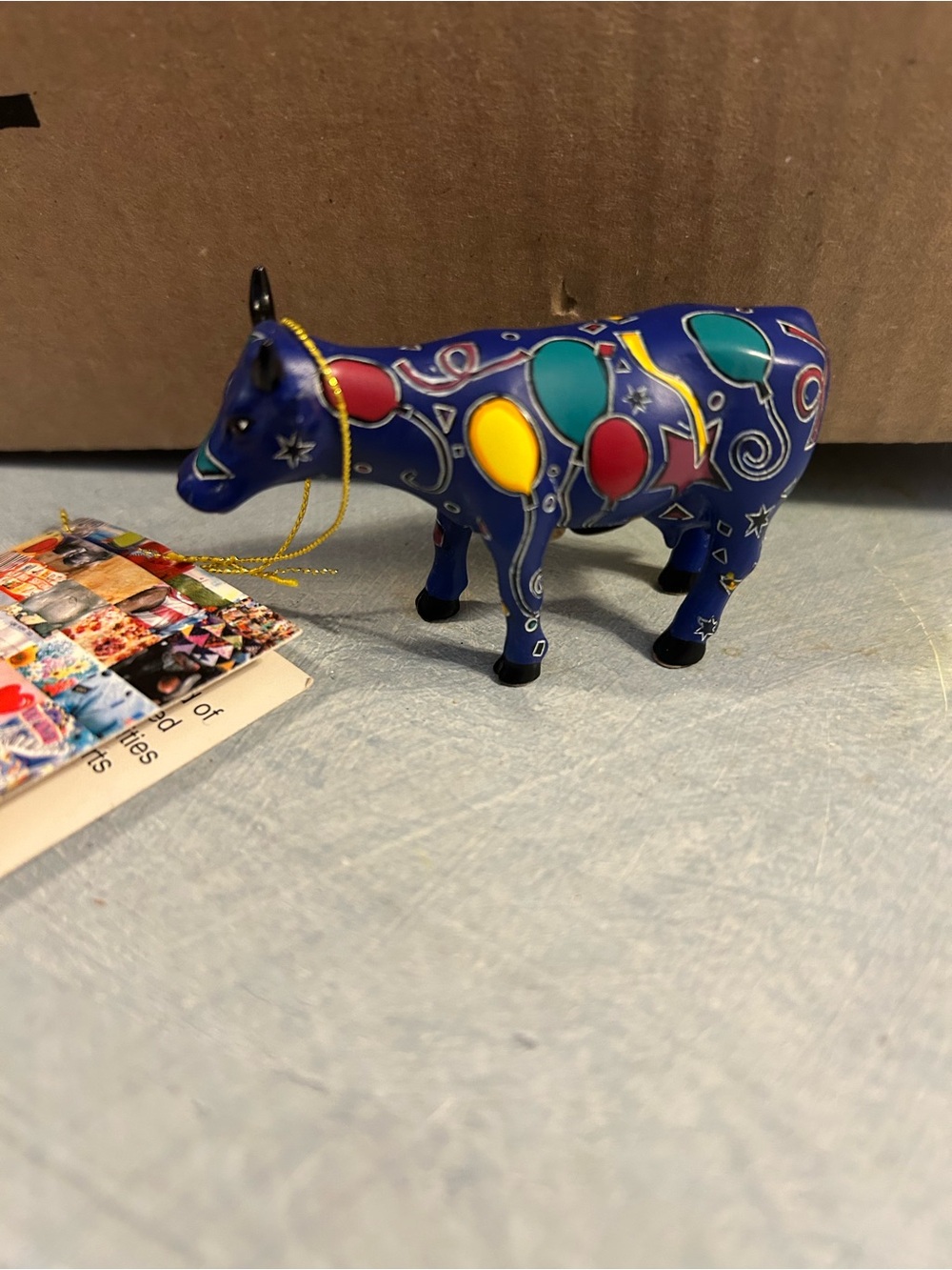 NWT CowParade Collectible Figurine with Colorful Collage Design